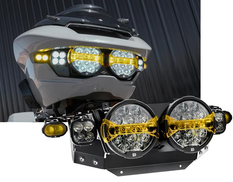 Vollständiges Deck-Scheinwerfer-Kit mit Denali-Beleuchtung für '24+ Harley-Davidson Road Glide von Kraus Motor Co